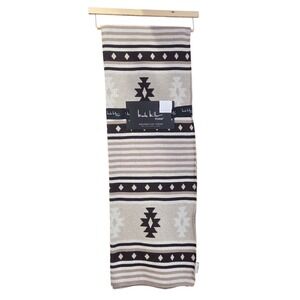 Nicole Miller Boho Tribal Cotton Throw Blanket Decorative Cream Brown Tan 50x70